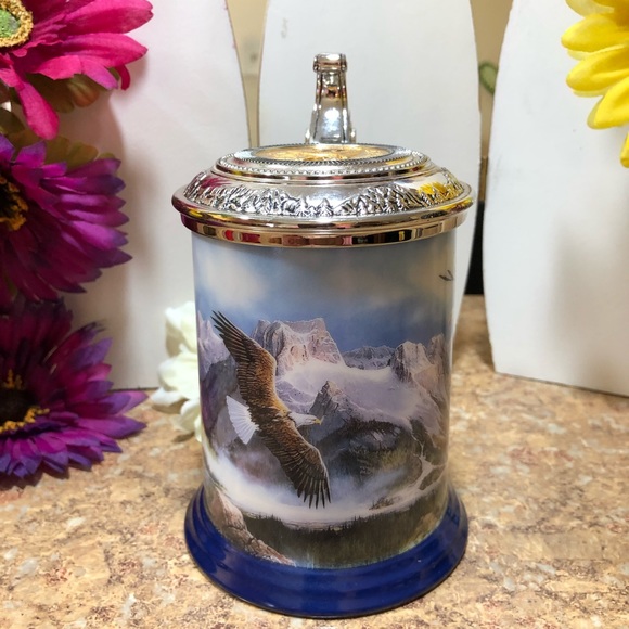 Franklin Mint "Eagle Of The Last Frontier" Beer Stein W/Lid By Ted Blaylock - Picture 8 of 11
